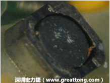使用銀(Ag)鍍層的電源電感器(Power Inductors)，經(jīng)過推力測試后，零件端點(diǎn)上已經(jīng)看不到任何鍍層的痕跡了，所以其耐推力就比較小。