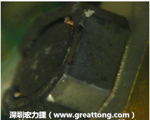 使用銀(Ag)鍍層的電源電感器(Power Inductors)，經(jīng)過推力測試后，零件端點(diǎn)上已經(jīng)看不到任何鍍層的痕跡了，所以其耐推力就比較小。