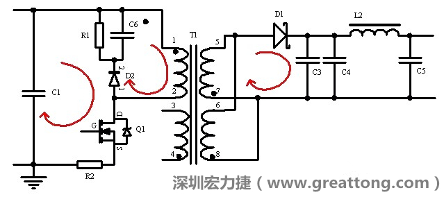 元件布局的時候，要優(yōu)先考慮高頻脈沖電流和大電流的環(huán)路面積，盡可能地減小,以抑制開關(guān)電源的輻射干擾