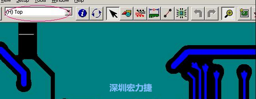 如果圖形像下圖一樣無法顯示鉆孔，只須圖（186）將紅色圈住的活動層改為當(dāng)前顯示層即可。