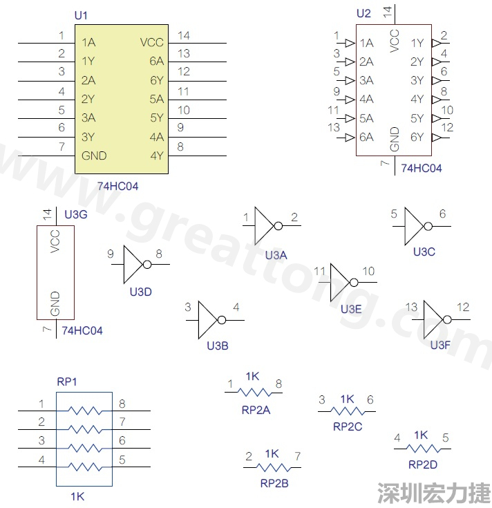 圖1 半導(dǎo)體元件供應(yīng)商所畫的電路圖符號是模擬元件的接腳圖，而非訊號流程。