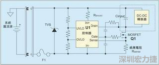 圖1：一個(gè)簡(jiǎn)單的-48V熱插拔電路。