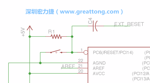 很多PCB設(shè)計者的設(shè)計不符合人體工學，他們使用很小的按鈕、不方便的元件配置和難以解讀的標簽，千萬不要變成這樣！這次我們的設(shè)計有一個大小合適的重置按鈕（reset button）和可以清楚辨認是否已經(jīng)接上電源的LED指示燈。