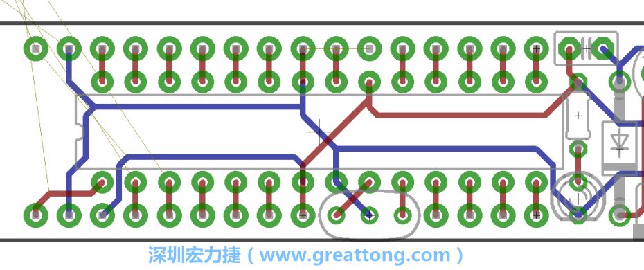 如果可以的話盡量讓接地線保持在電路板的背面，這樣它們就可以在可能范圍內(nèi)和最大的接地面連結(jié)在一起。