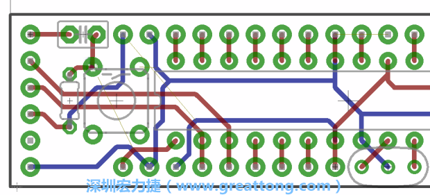 4.2. 然后在電路板的背面進(jìn)行布線。
